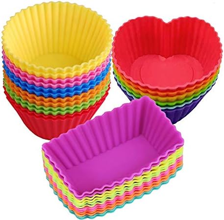 Silicone Baking Cups Muffin Cupcakes Liners Molds Sets in Storage