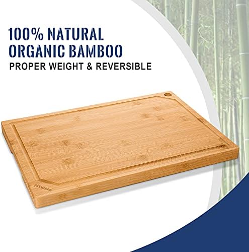 Hiware 4-Piece Extra Large Bamboo Cutting Boards Set for Kitchen