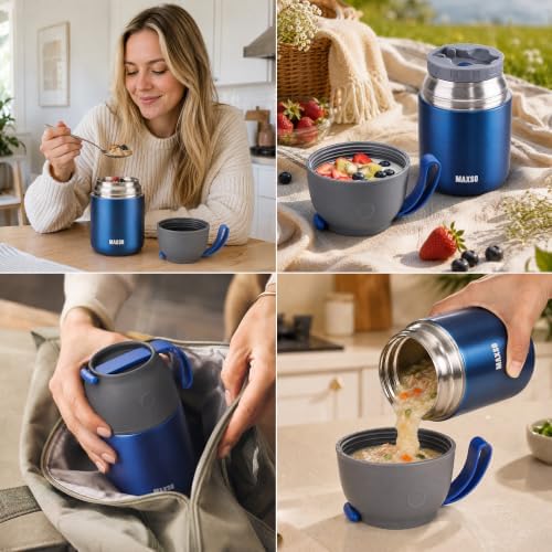 Insulated Stainless Steel Food Jar, 17&24 oz, 2 Pack, Blue