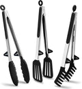 Tongs for Cooking, Food Grade Serving Tongs Set of 3 by TOWINGO
