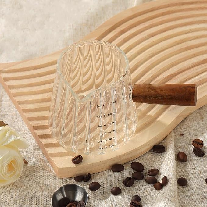 Wooden Handle Coffee Cup with Scale, Espresso Accessories Double Scale Glass - Image 5