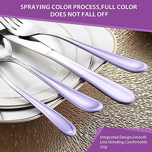 Gradient Purple Silverware set for 4,Stainless Steel Flatware Set,20