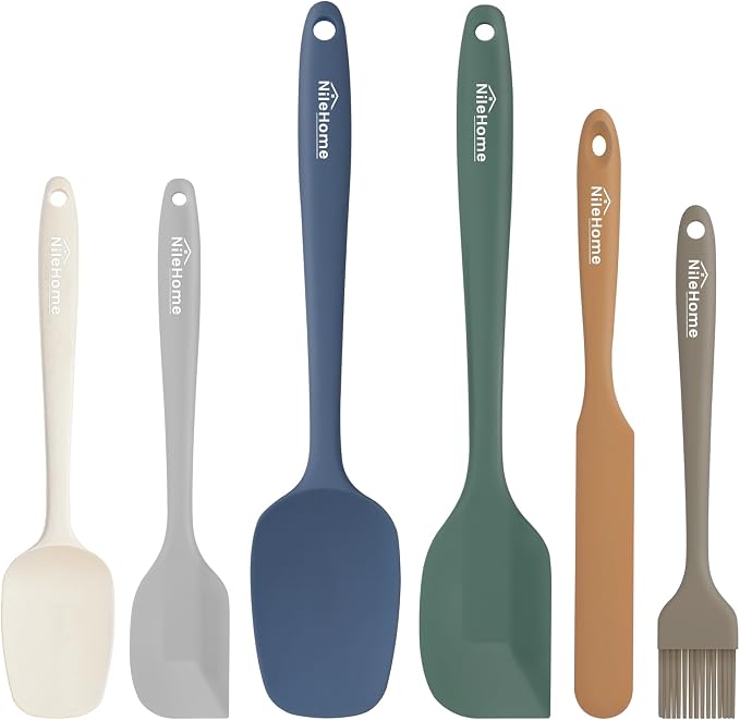 NileHome Silicone Spatula Set, 6 Pieces Food Grade Kitchen Utensils by NileHome