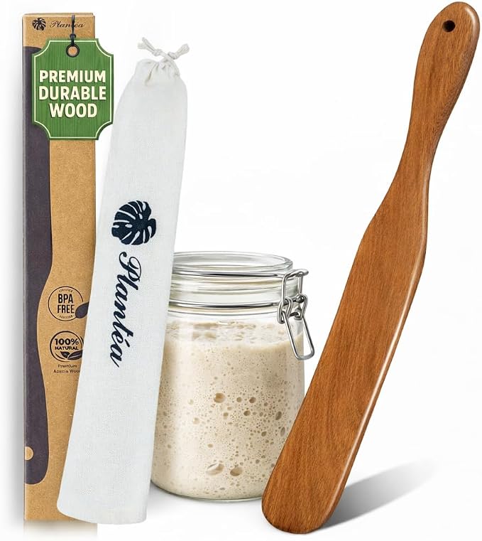 Skinny Spurtle for Sourdough Starter, Reaching Bottom of Jar Wooden Spurtle for by Plant%C3%A9a