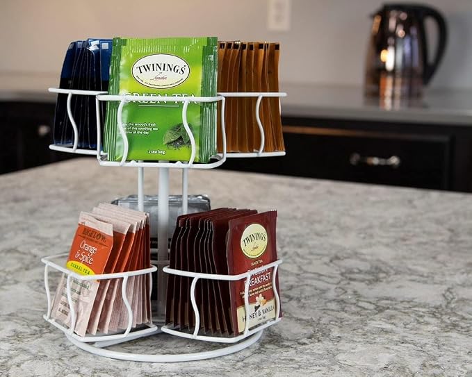 Nifty Tea Bag Spinning Carousel – 6 Compartments, Spins 360-Degrees, Lazy Susan - Image 7
