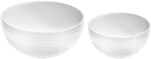 STAUB Ceramic 2-pc Nested Mixing Bowl Set - White