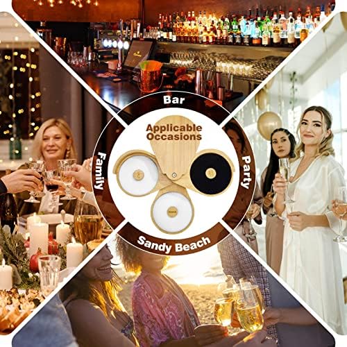 Margarita Salt Rimmer Set,1 Pack 3 Tier Bar Glass Rimmer Bamboo Wood