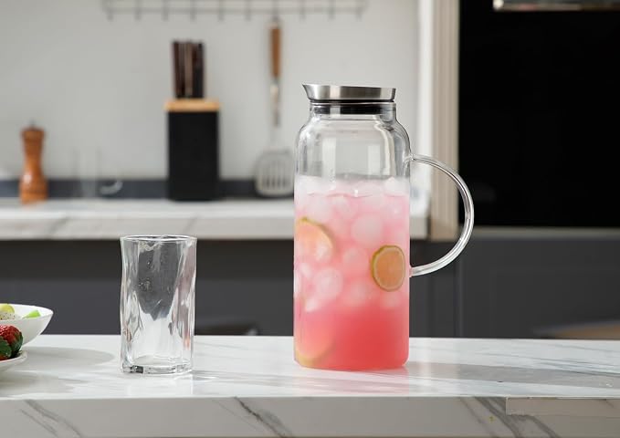 68 Ounces Glass Pitcher with Lid, Hot/Cold Water jug - Image 8