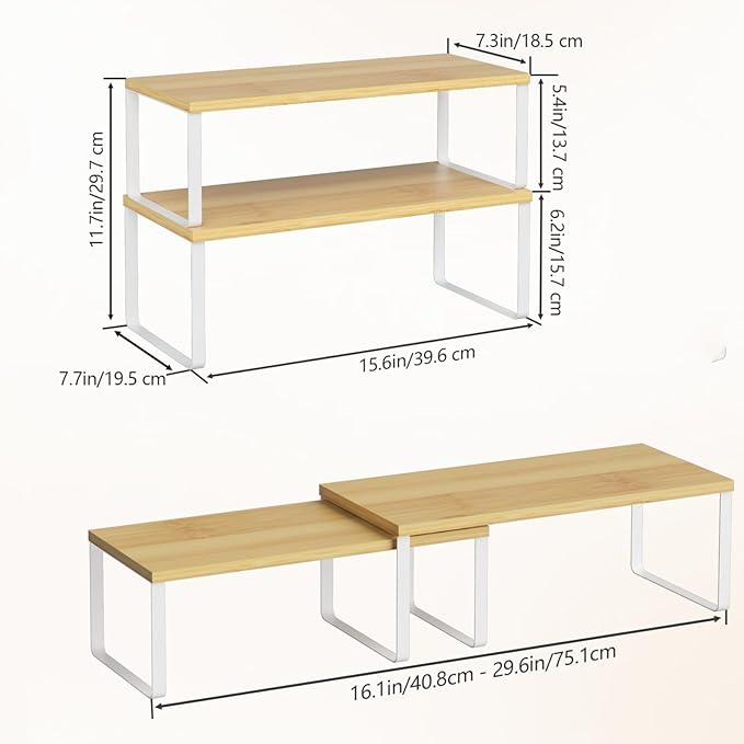 NEX Kitchen Cabinet and Counter Shelf Organizer, Stackable & Expandable - Image 3
