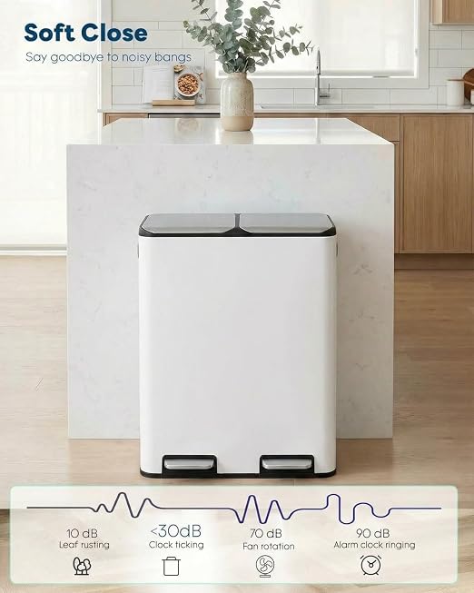 ComfyCorner 16 Gal Dual Trash Can, Stainless Steel Kitchen Garbage Bin - Image 7
