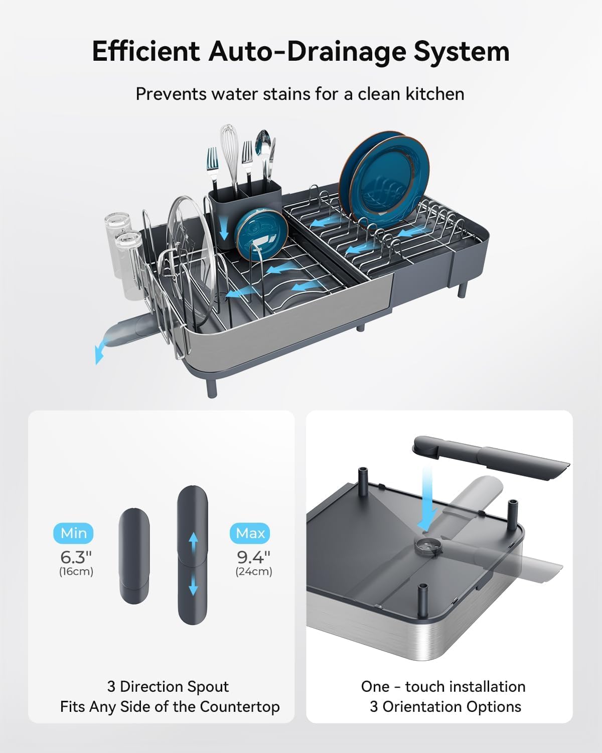 Expandable Dish Drying Rack, Versatile Brackets for Pots & Pans, Space
