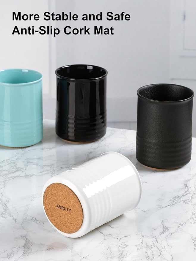 ABRUTY Utensil Holder, 6.7" Ceramic Kitchen Utensil Crock - Image 4