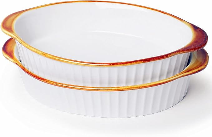 LEETOYI Porcelain Small Oval Au Gratin Pans, Baking Dish Set by LEETOYI