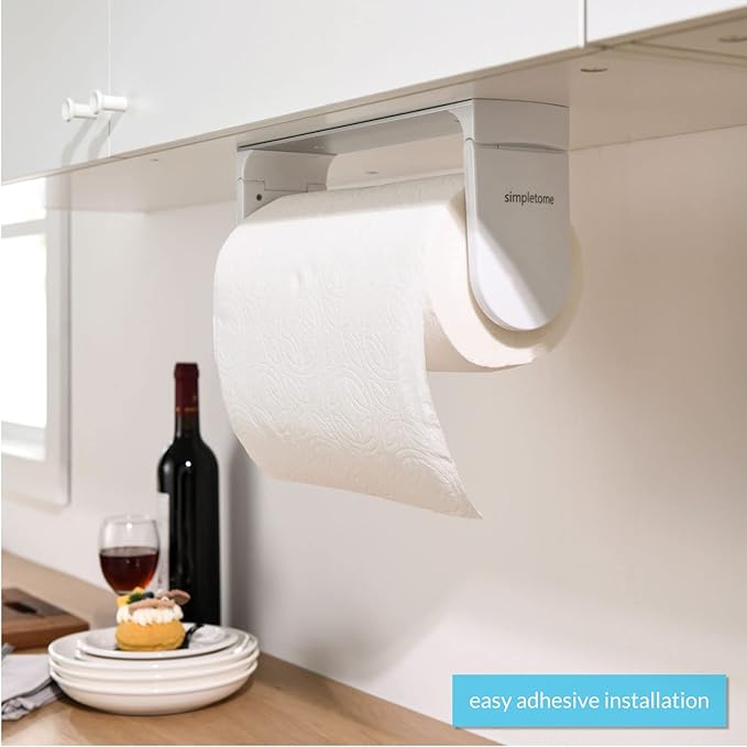 simpletome ONE Hand Tear Paper Towel Holder Under Cabinet Adhesive or Drilling - Image 3