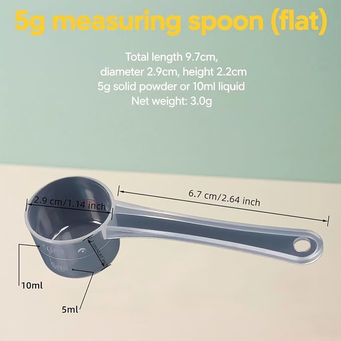 2-Pack Transparent 5 Gram 10 ML Teaspoons Measuring Spoons Scoop - Image 5
