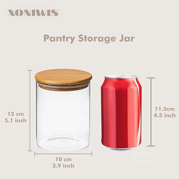25oz 6PCS Round Airtight Glass Food Storage Jars, Stackable Spice Jar, Kitchen - Image 5