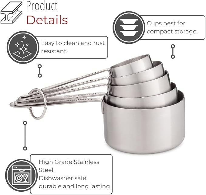 husMait Stainless Steel Measuring Cups & Spoons - Image 4