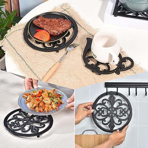 Sungmor Heavy Duty Cast Iron Trivet – 8 Inch Round Metal Hot Pot