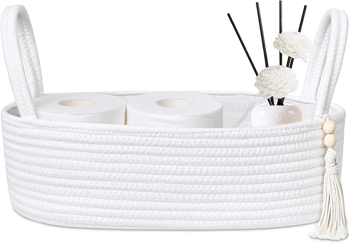 ABenkle Small Storage Basket, Jute Rope Woven Toilet Paper Tray Organizer by ABenkle