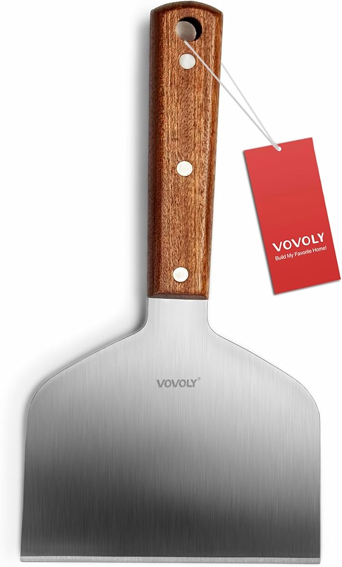 Vovoly Extra Wide Griddle Scraper, 5.5''x5.5'' Smashed Burger Scraper Grill by VOVOLY