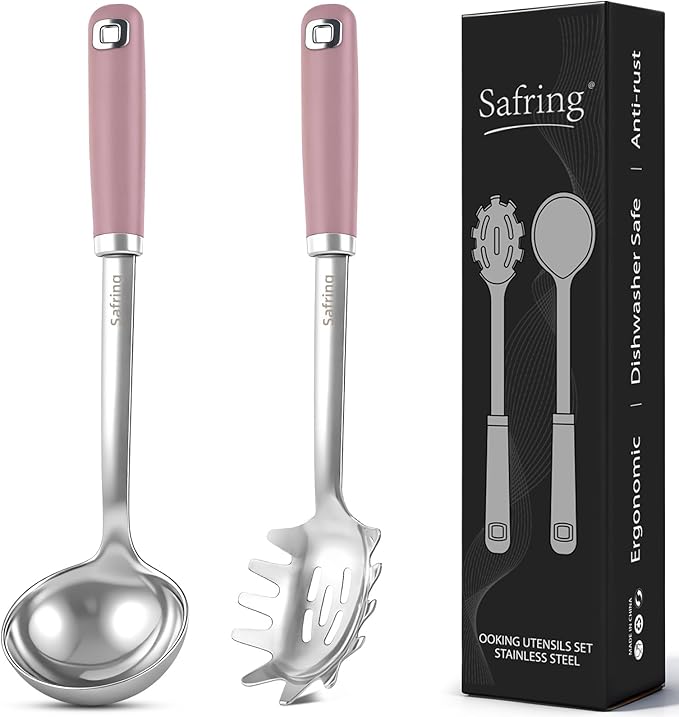 Safring Stainless Steel Soup Ladle and Spaghetti Spoon Set, Heat Resistant by Safring
