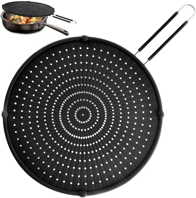 Silicone Splatter Screen for Frying Pan, 13inch Grease Splatter Guard, by Apidgrowth