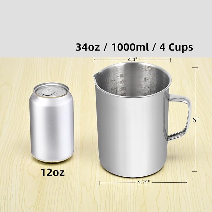 Kichwit Large Stainless Steel Measuring Cup, Liquid Metal Measuring Cup - Image 3