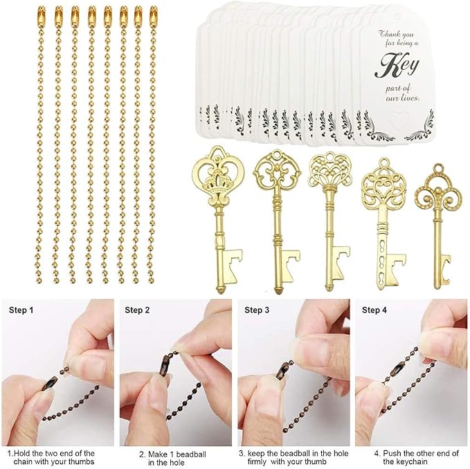 WODEGIFT 50 PCS Key Bottle Openers, Bridal Shower Favors, Rustic Wedding Favors - Image 2