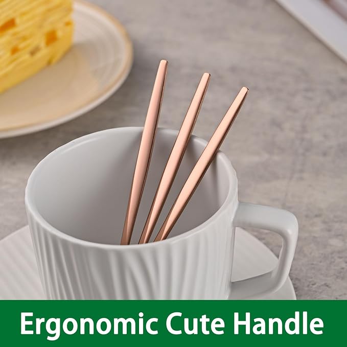 5.1Inch Stainless Steel Coffee & Tea Spoons Set, Rose Gold Teaspoon, Small - Image 5