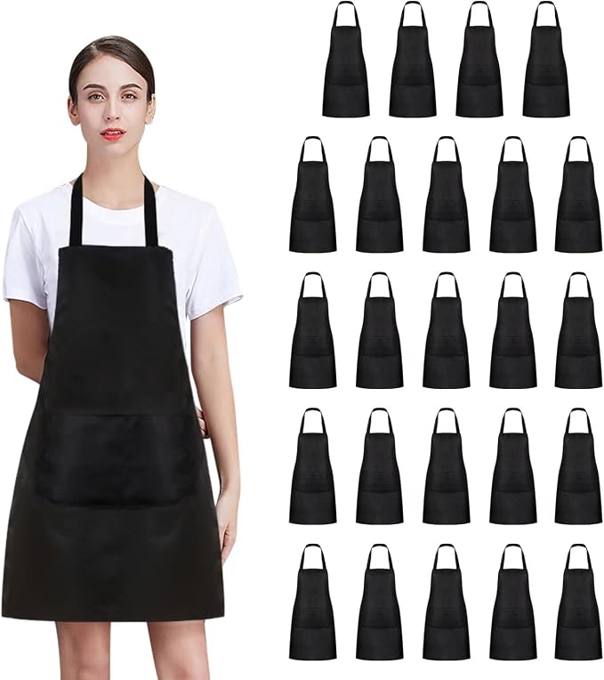 8/12/24 Pack Plain Bib Aprons Bulk, Unisex Apron by NYMMOATA