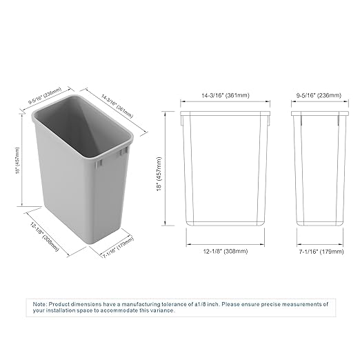 Dowell 35Qt Wastebasket Trash Container, - Image 6