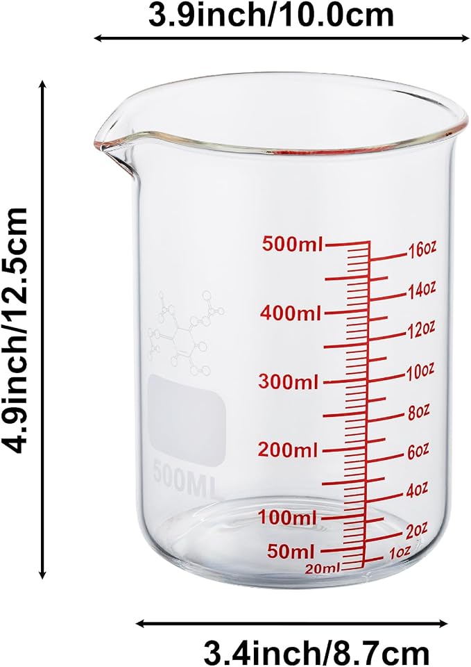 High Borosilicate Glass Measuring Cup-V-Shaped Spout, 500ml Glass Measuring - Image 8