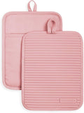 KitchenAid Ribbed Soft Silicone Pot Holder 2-Pack Set, Dried Rose by KitchenAid