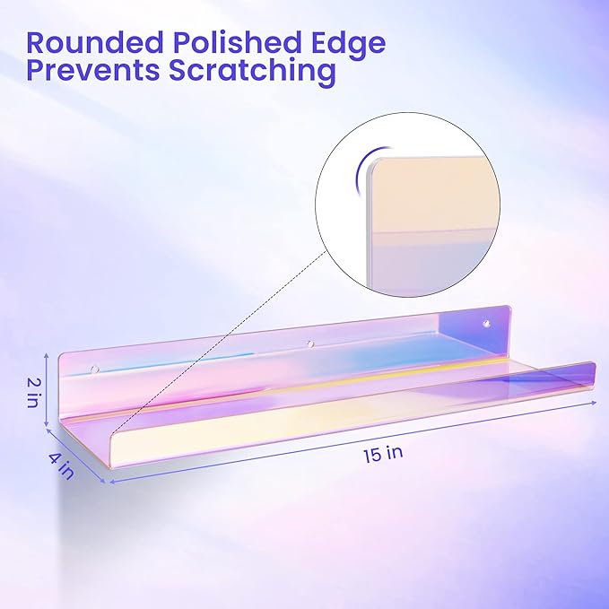 upsimples Acrylic Shelves for Wall Decor, Nail Polish, Wall Organizer for - Image 3