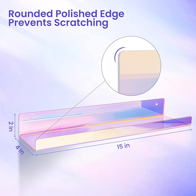 upsimples Acrylic Shelves for Wall Decor, Nail Polish, Wall Organizer for - Image 3