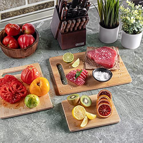 Bamboo Cutting Board Set of 4 - Wooden Cutting Boards for Kitchen with