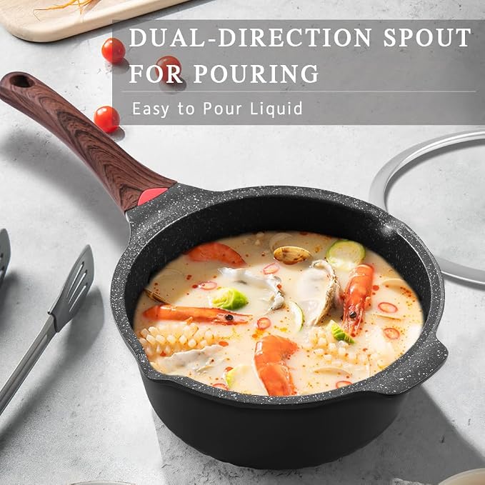 VINCHEF Nonstick Stockpot With Lid 4 Quart, Large Saucepan with Stay Cool Handle - Image 3
