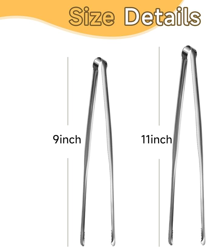 Precision Serrated Non-Slip Tips Cooking Tongs 2 pcs, Stainless Steel Kitchen - Image 2