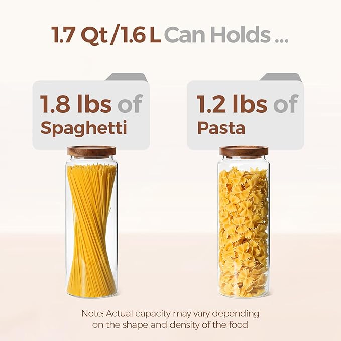 ComSaf 3Pcs Airtight Glass Pasta Storage Containers - Image 4