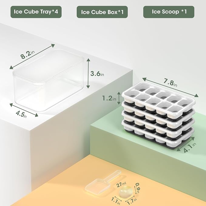DOQAUS Ice Cube Tray with Lid and Bin - Image 2