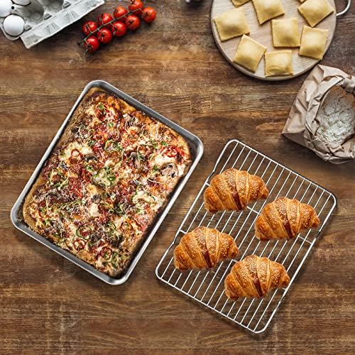 Baking Sheet with Wire Rack Set, Stainless Steel Cookie Sheet Baking