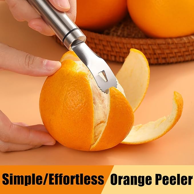 Stainless Steel Orange Peeler Easy and Quick Peeling Long Handle Orange Citrus - Image 3