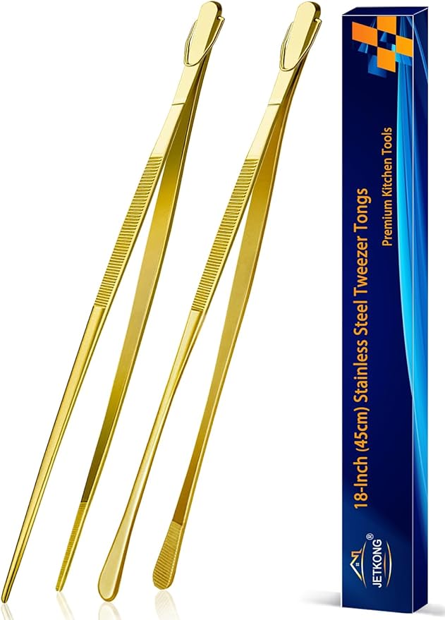 JETKONG 2 Pcs 18 Inch Stainless Steel Grill Tongs Heavy Duty Giant Tweezer Tongs by JETKONG