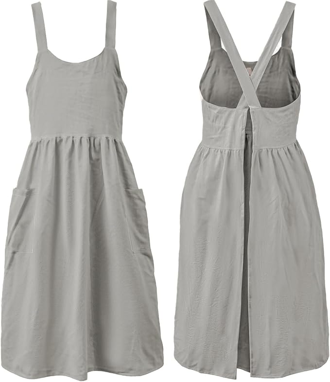 Uaussi Cotton Linen Apron Cross Back Work Apron by Uaussi