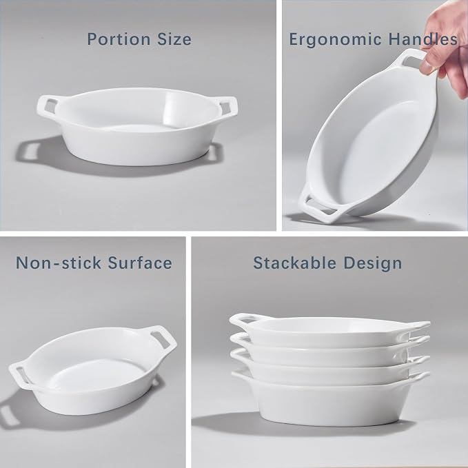 ONEMORE Oval Au Gratin Baking Dish, 20 oz Small Casserole Dishes - Image 7