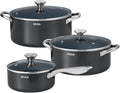 Induction Cookware Set 6-Piece, Stackable Kitchen Cooking Pots Set, 6qt 4.8qt & by BEZIA