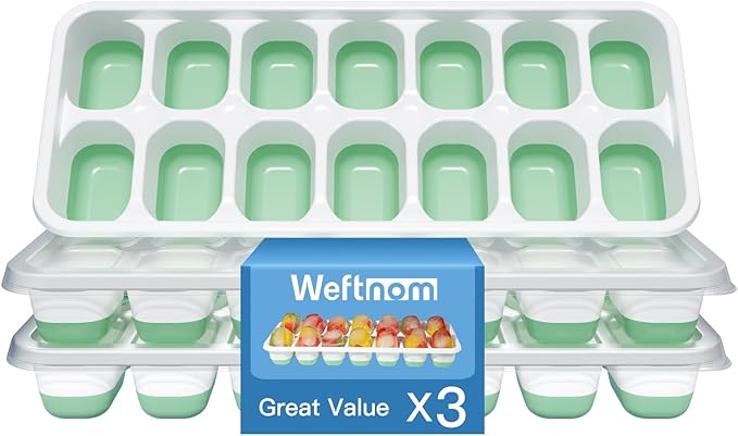 Ice Cube Tray with Lid, 3 Pack Silicone Easy-Release Ice Trays by WEFTNOM