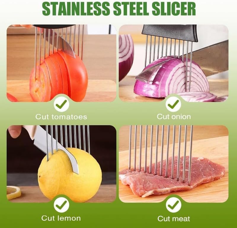 2026 New Stainless Steel Onion Slice Holder, Food Slicer Assistant