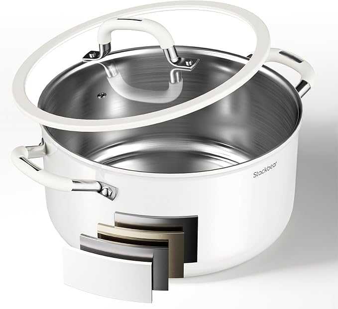 Stockpot 8 Quart, Tri-Ply 18/10 Stainless Steel Stock Pot by Stackbear-DesignsmarterLiveeasier