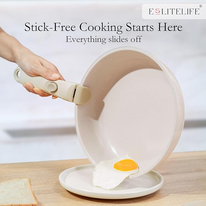 ESLITE LIFE Nonstick Ceramic Frying Pans Skillets Set - Image 5